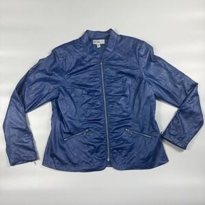 Lana Lee Jacket Women XL Blue Polyester Lightweight Long Sleeve Zip Up